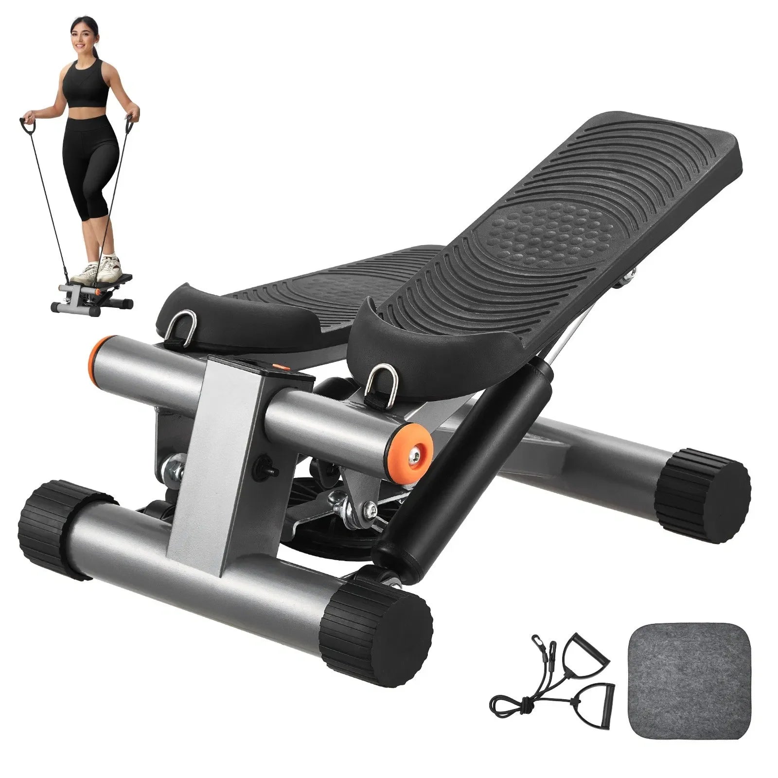 Hydraulic Home Exercise Compact Cardio Stepper – Adjustable Mini Stair Trainer