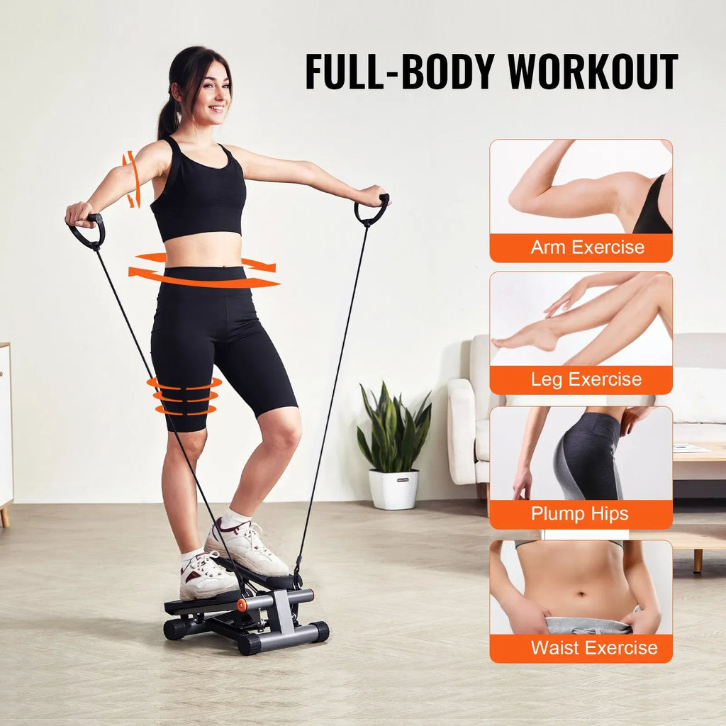 Hydraulic Home Exercise Compact Cardio Stepper – Adjustable Mini Stair Trainer