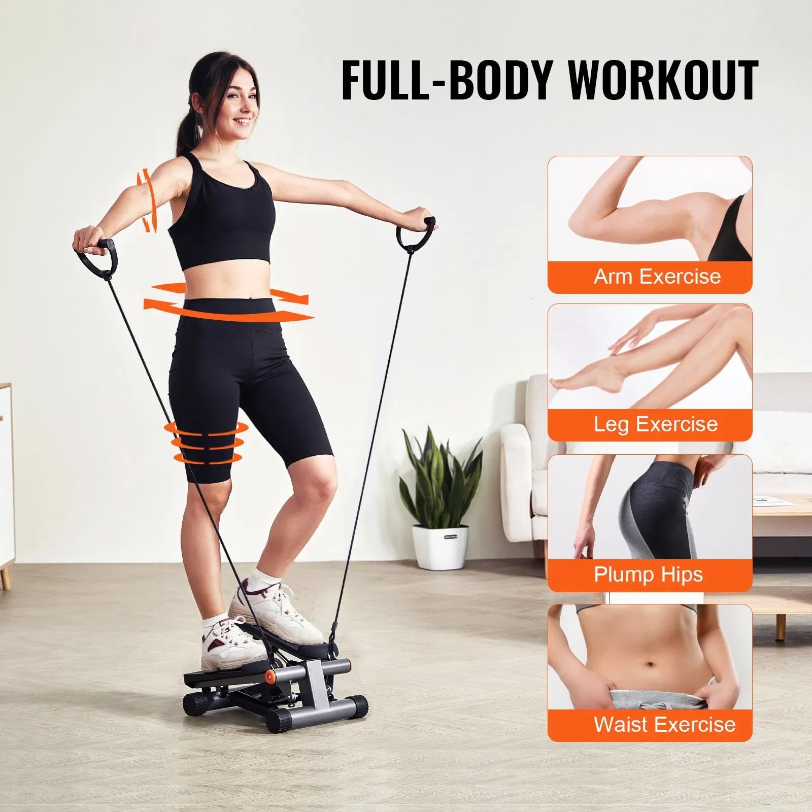 Hydraulic Home Exercise Compact Cardio Stepper – Adjustable Mini Stair Trainer