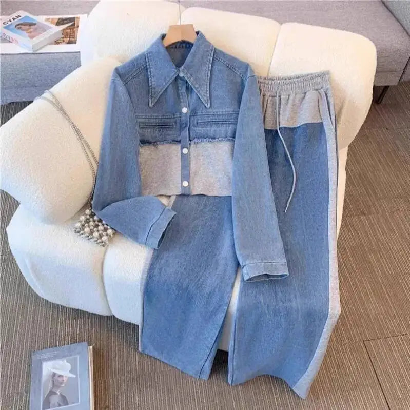 Two Piece Denim Luxe Lounge Set