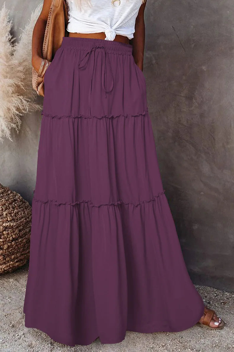 Midnight Flow Tiered Maxi Skirt
