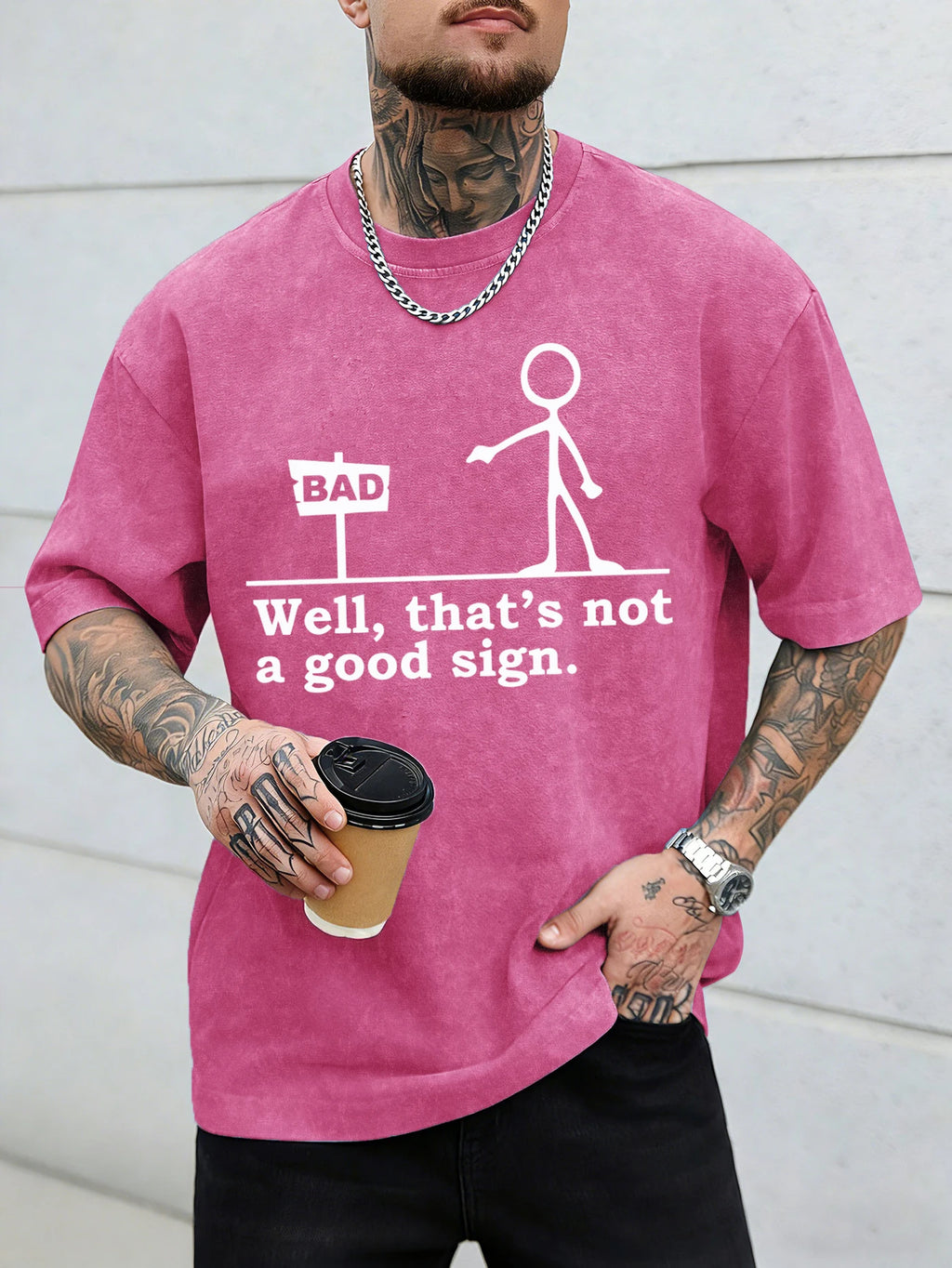 “Not a Good Sign” Vintage Graphic Men Washed Tee Shirt