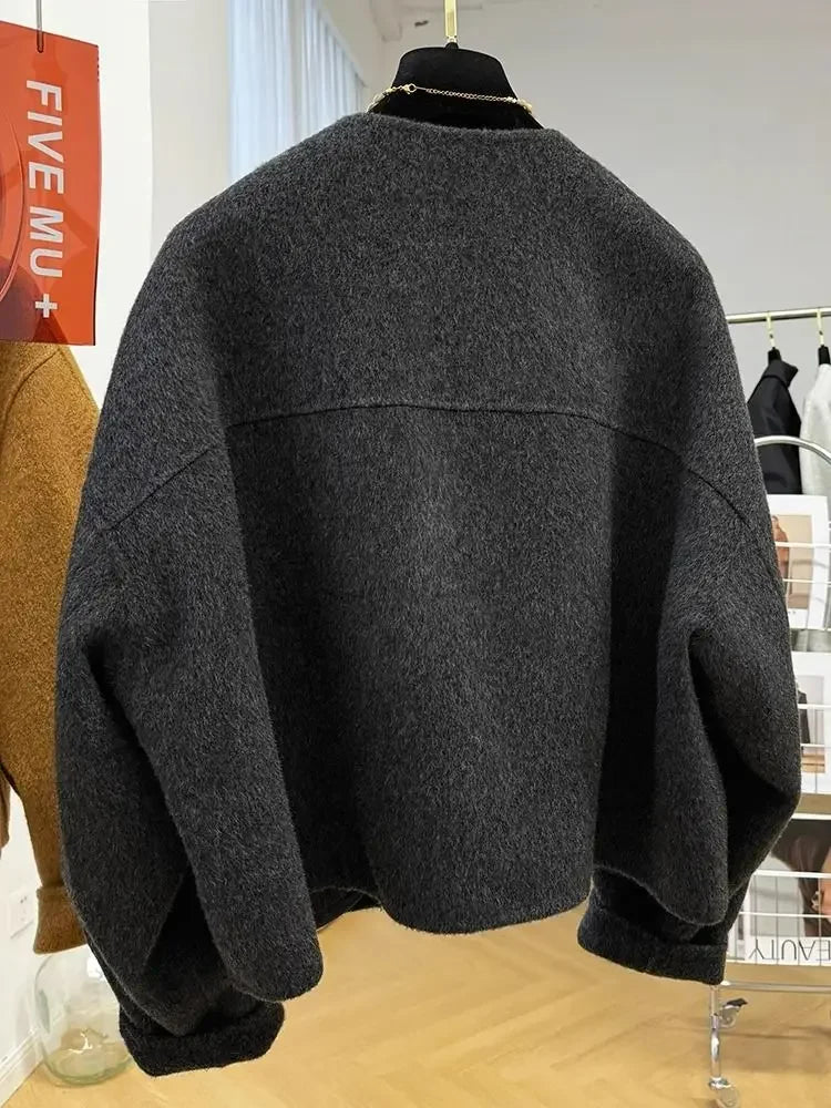 Autumn Wool-Blend Button Jacket
