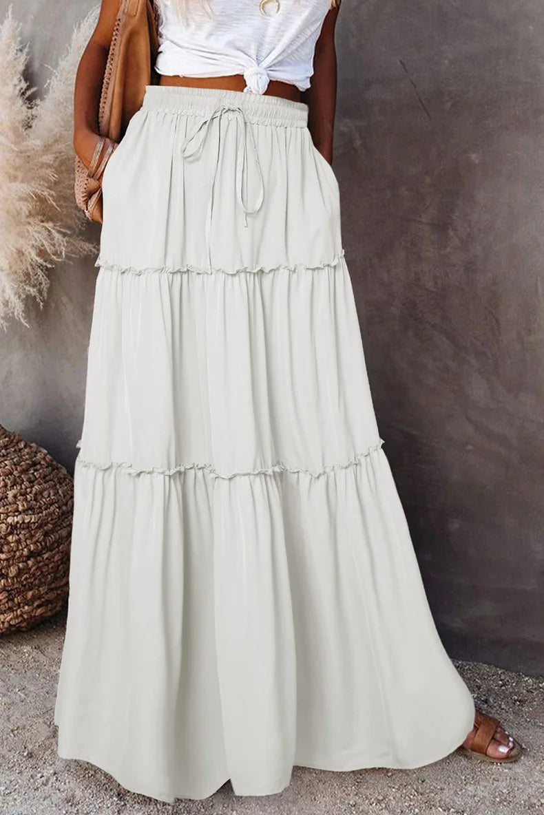 Midnight Flow Tiered Maxi Skirt