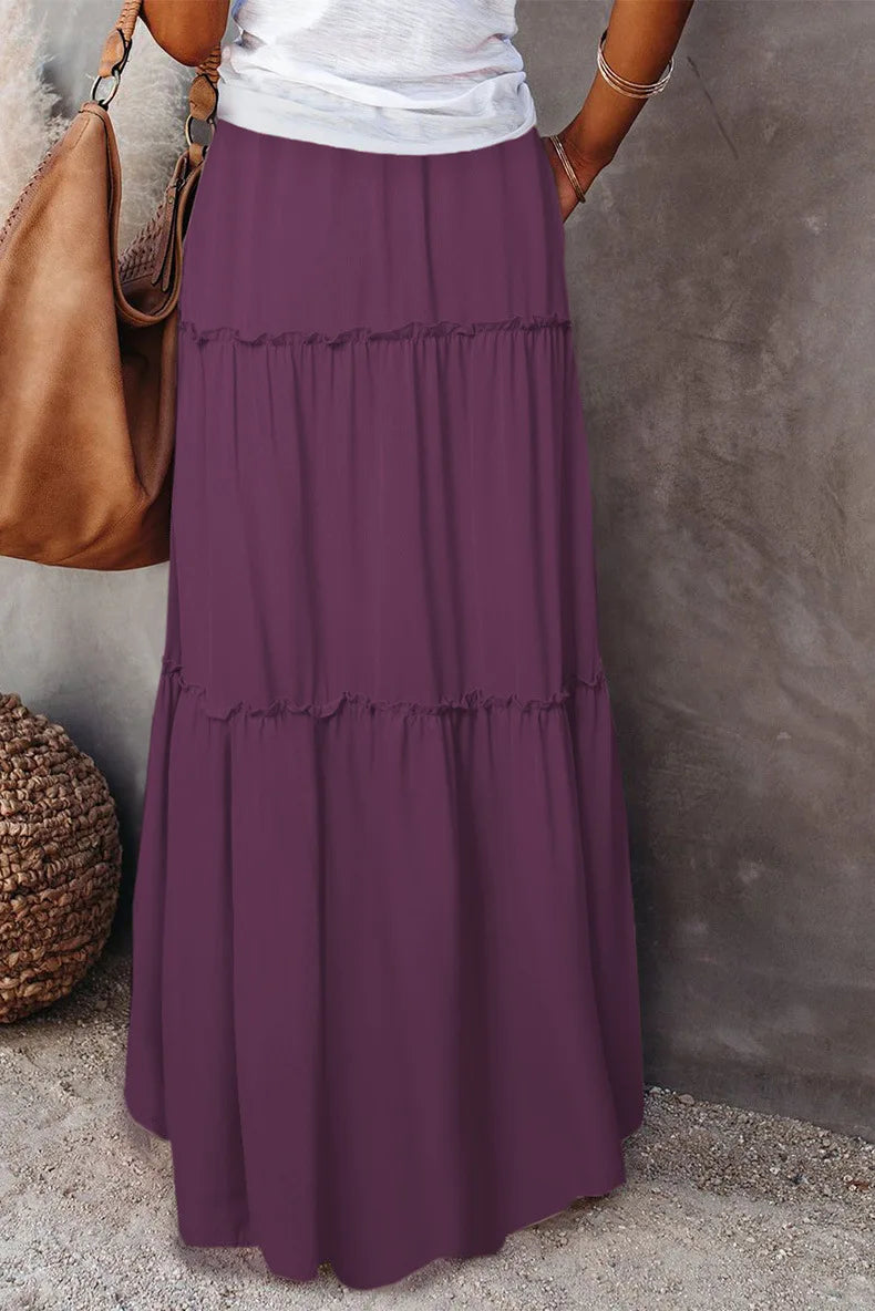 Midnight Flow Tiered Maxi Skirt