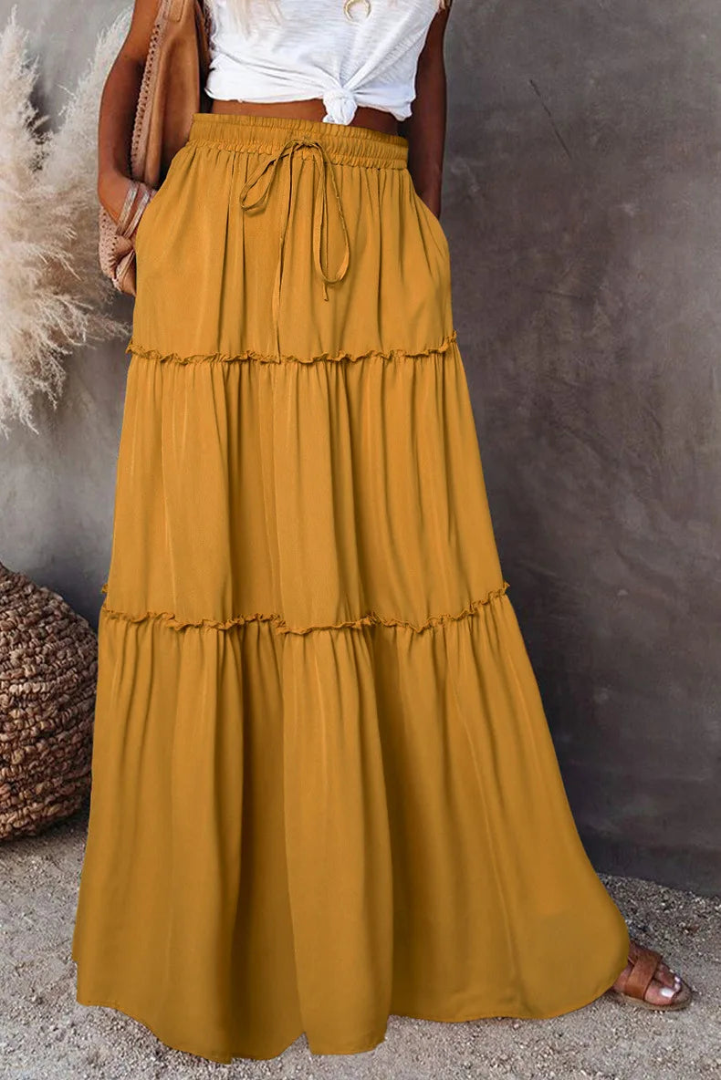 Midnight Flow Tiered Maxi Skirt