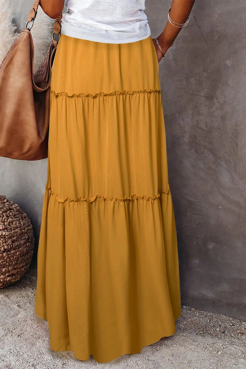 Midnight Flow Tiered Maxi Skirt