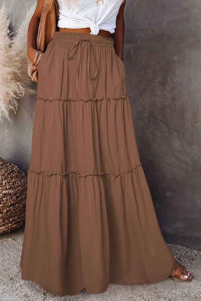 Midnight Flow Tiered Maxi Skirt