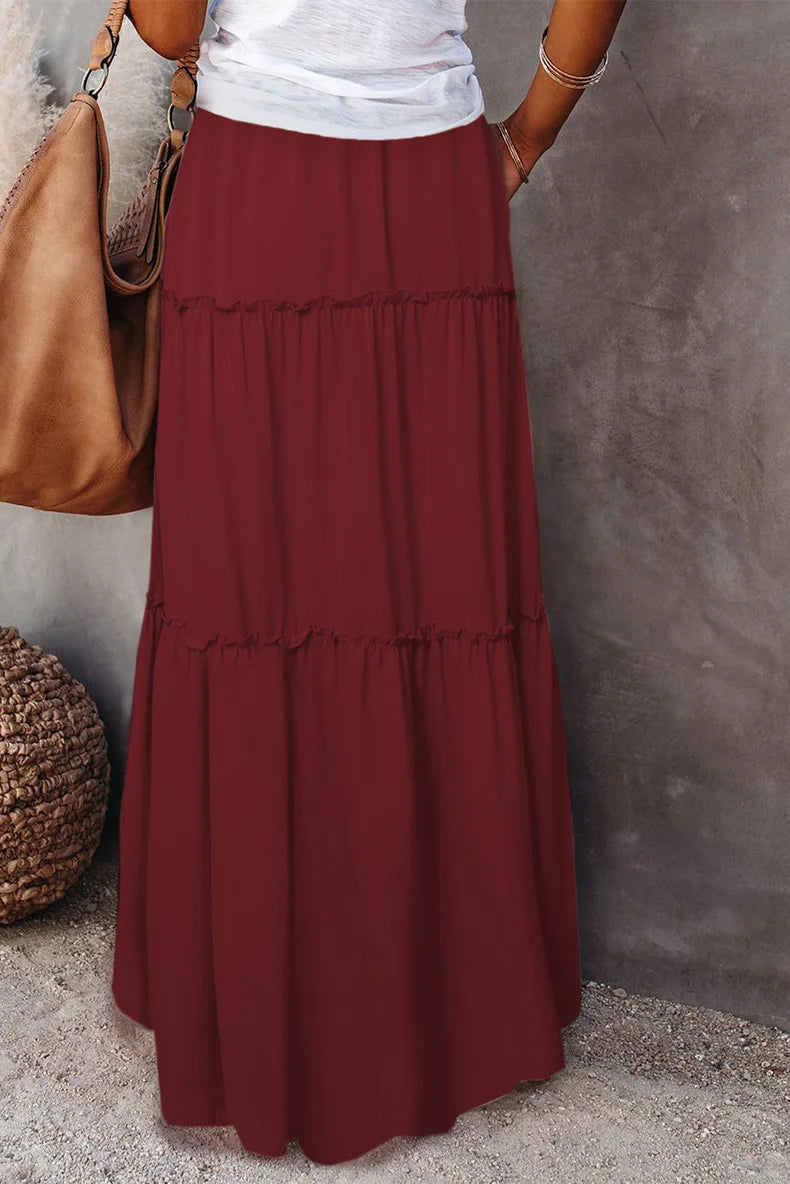 Midnight Flow Tiered Maxi Skirt