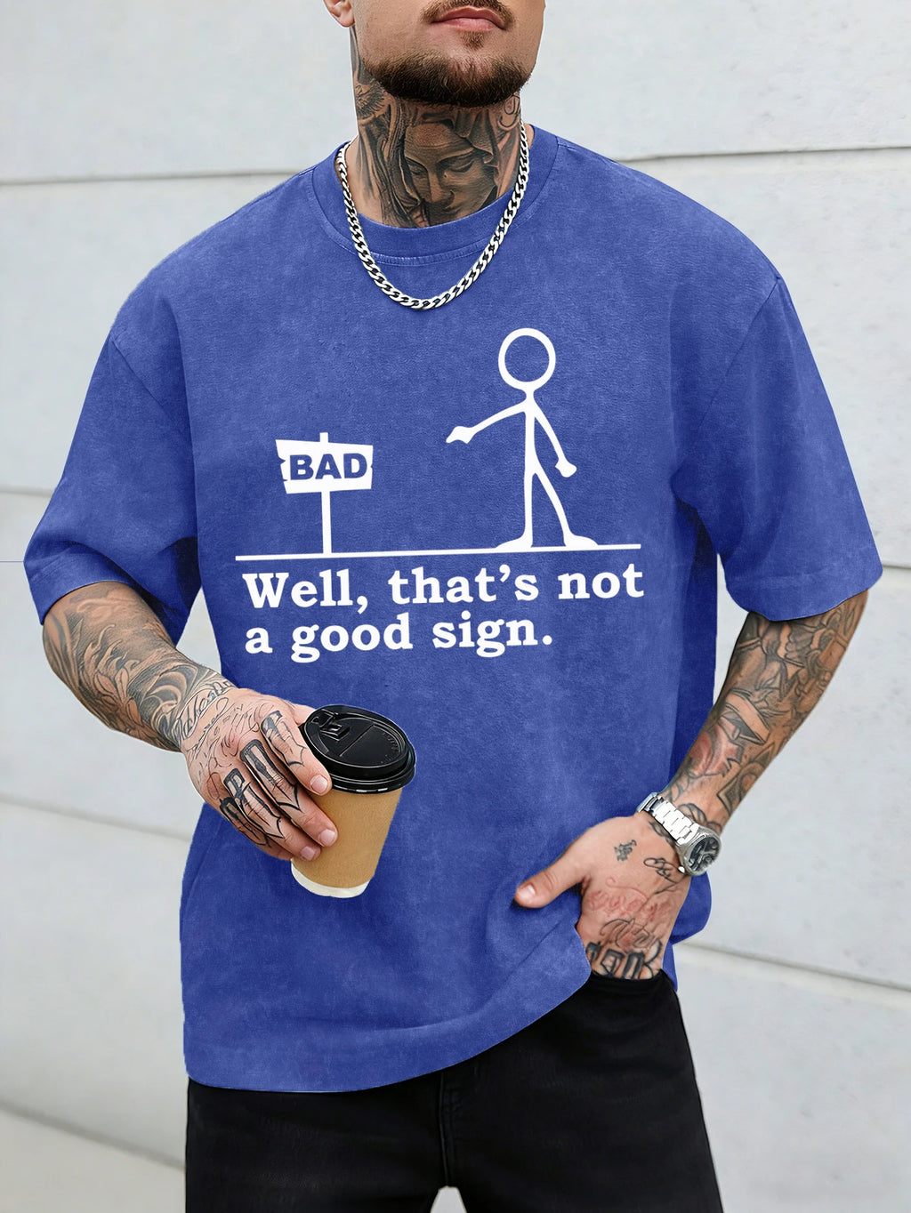 “Not a Good Sign” Vintage Graphic Men Washed Tee Shirt