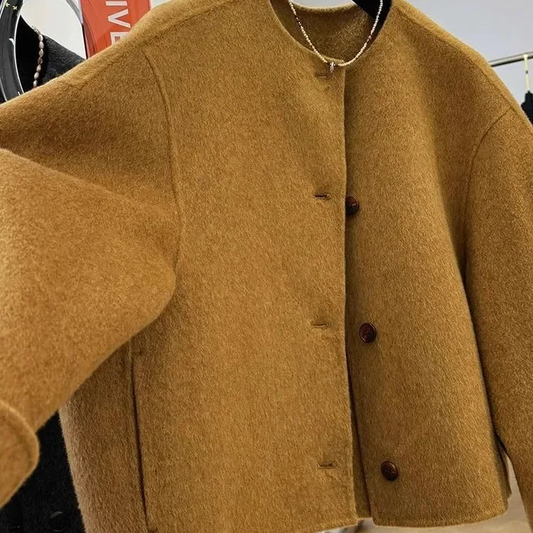 Autumn Wool-Blend Button Jacket