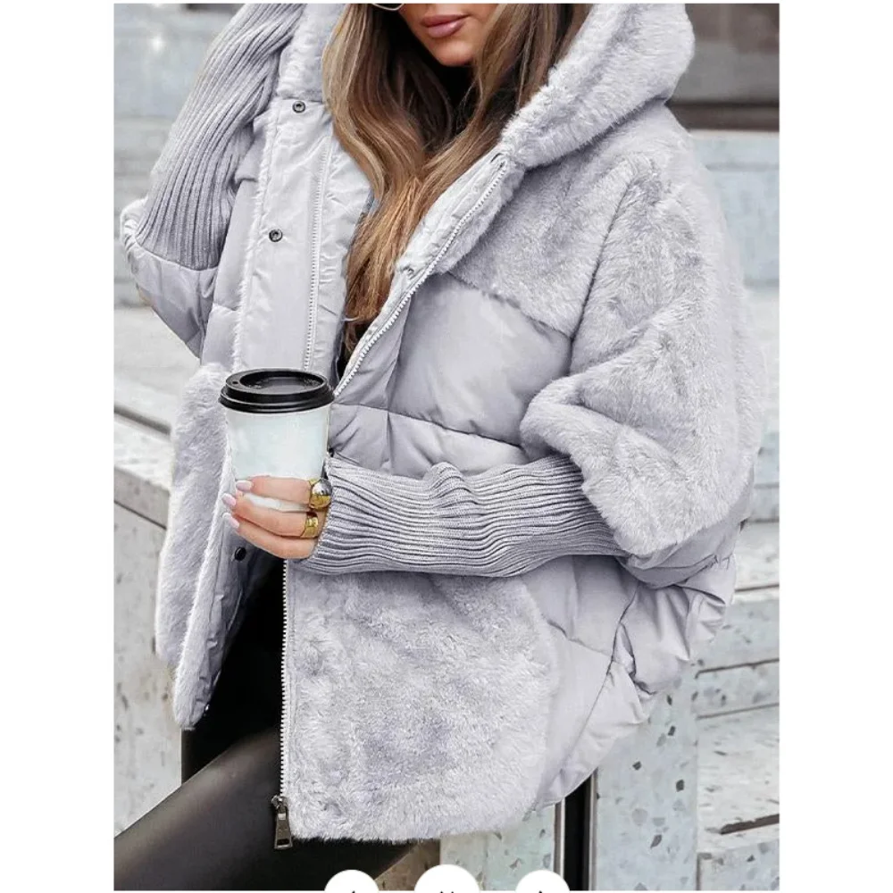 Women Hooded Long Sleeve Luxe Fur-Trim Puffer Jacket
