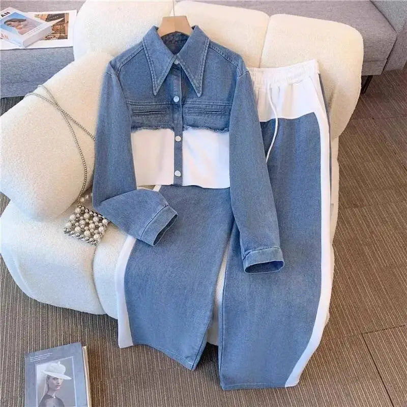 Two Piece Denim Luxe Lounge Set