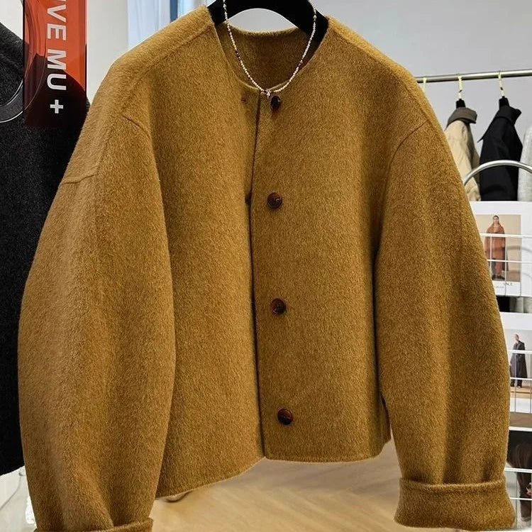 Autumn Wool-Blend Button Jacket