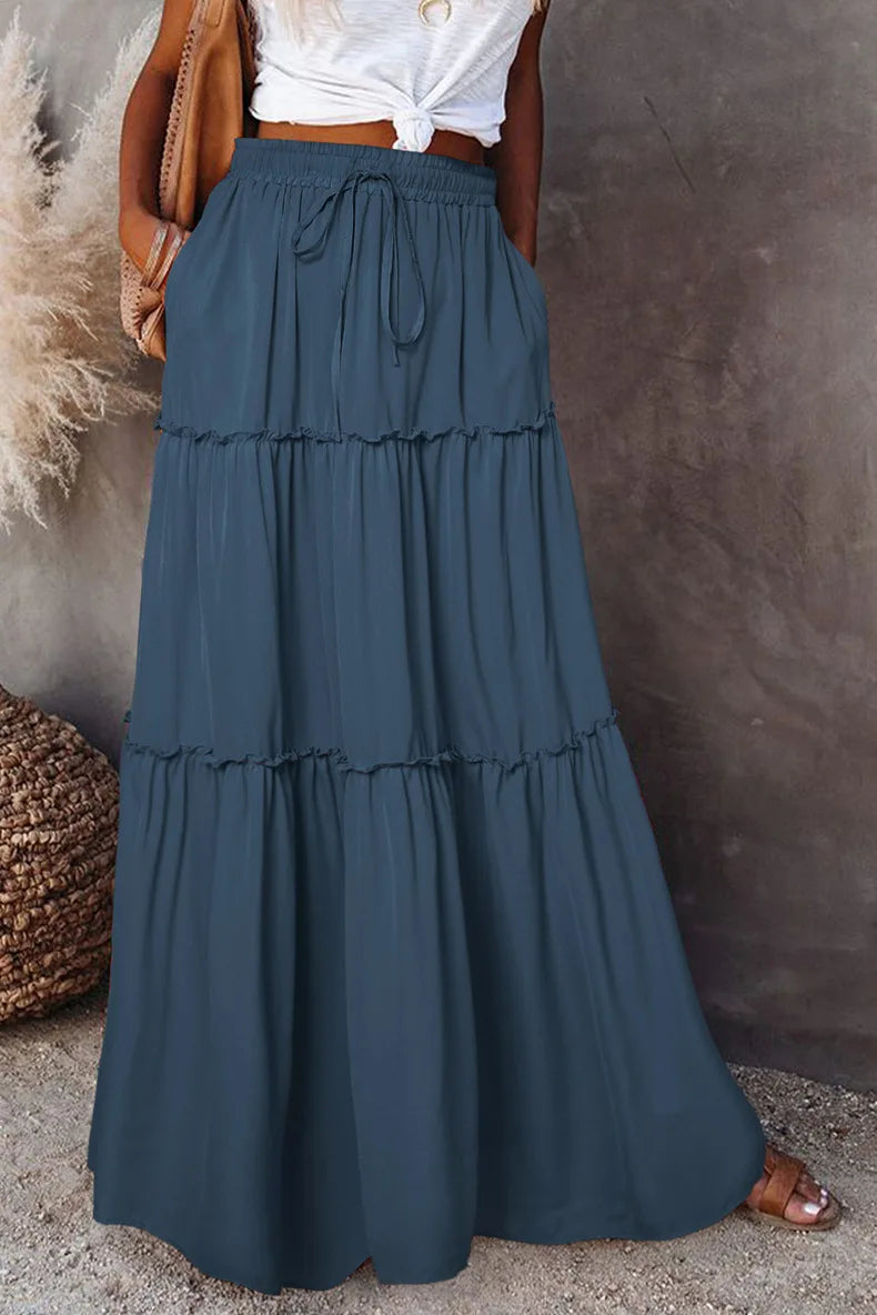 Midnight Flow Tiered Maxi Skirt