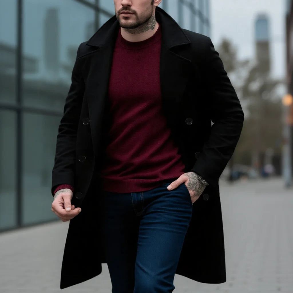 Double-Breasted Regent Wool Blend Overcoat