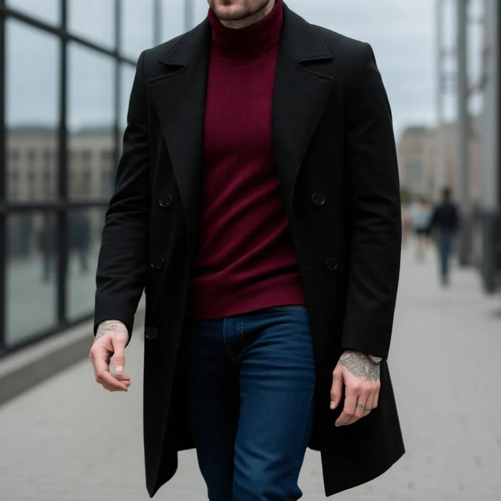 Double-Breasted Regent Wool Blend Overcoat