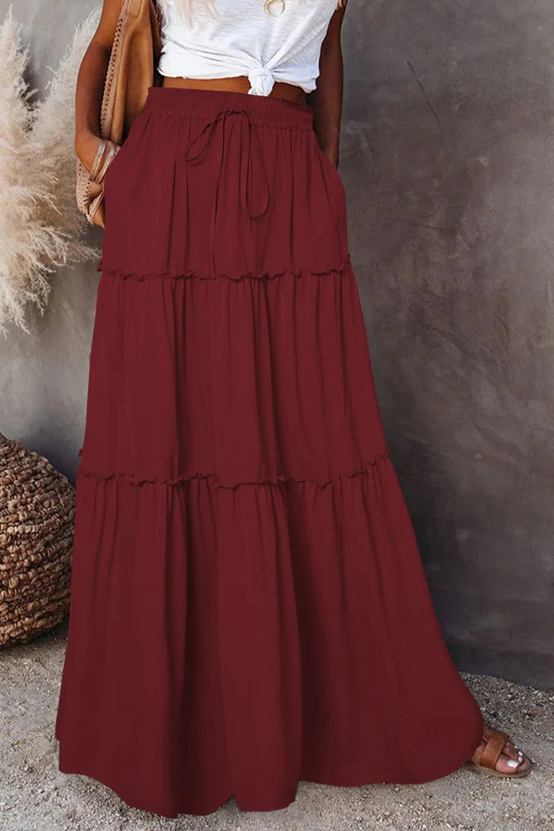 Midnight Flow Tiered Maxi Skirt