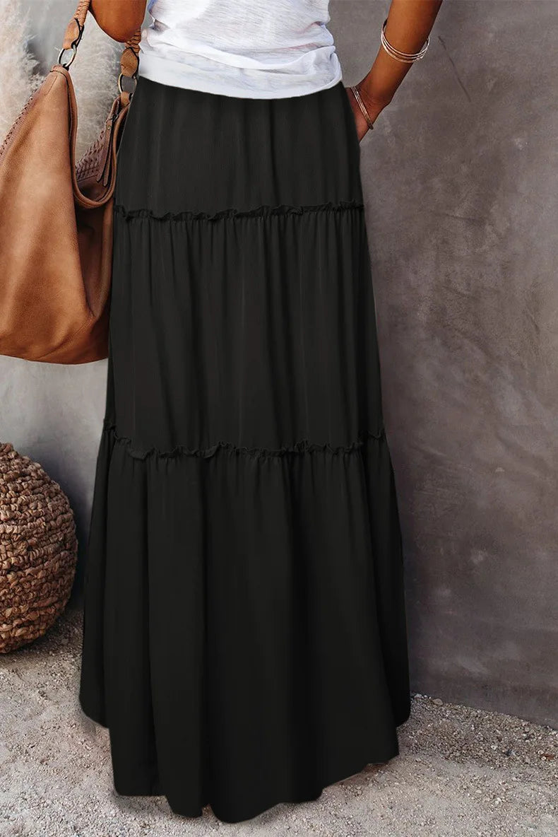 Midnight Flow Tiered Maxi Skirt