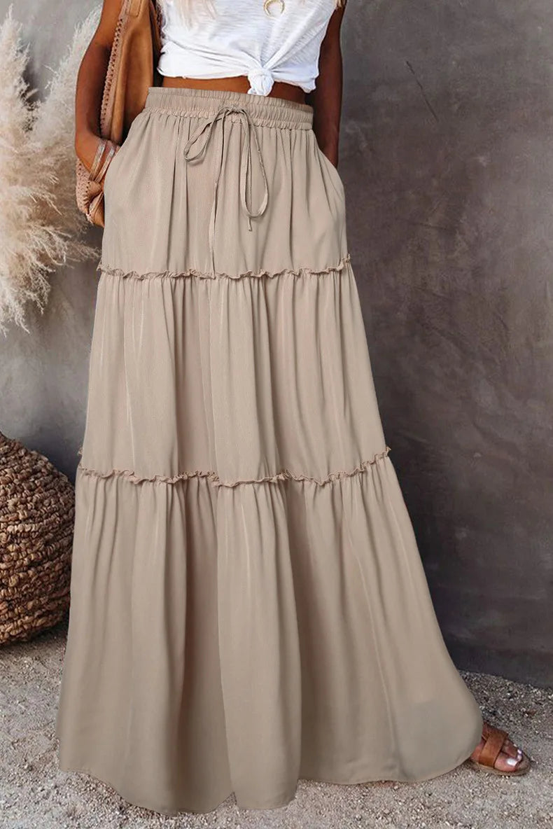 Midnight Flow Tiered Maxi Skirt