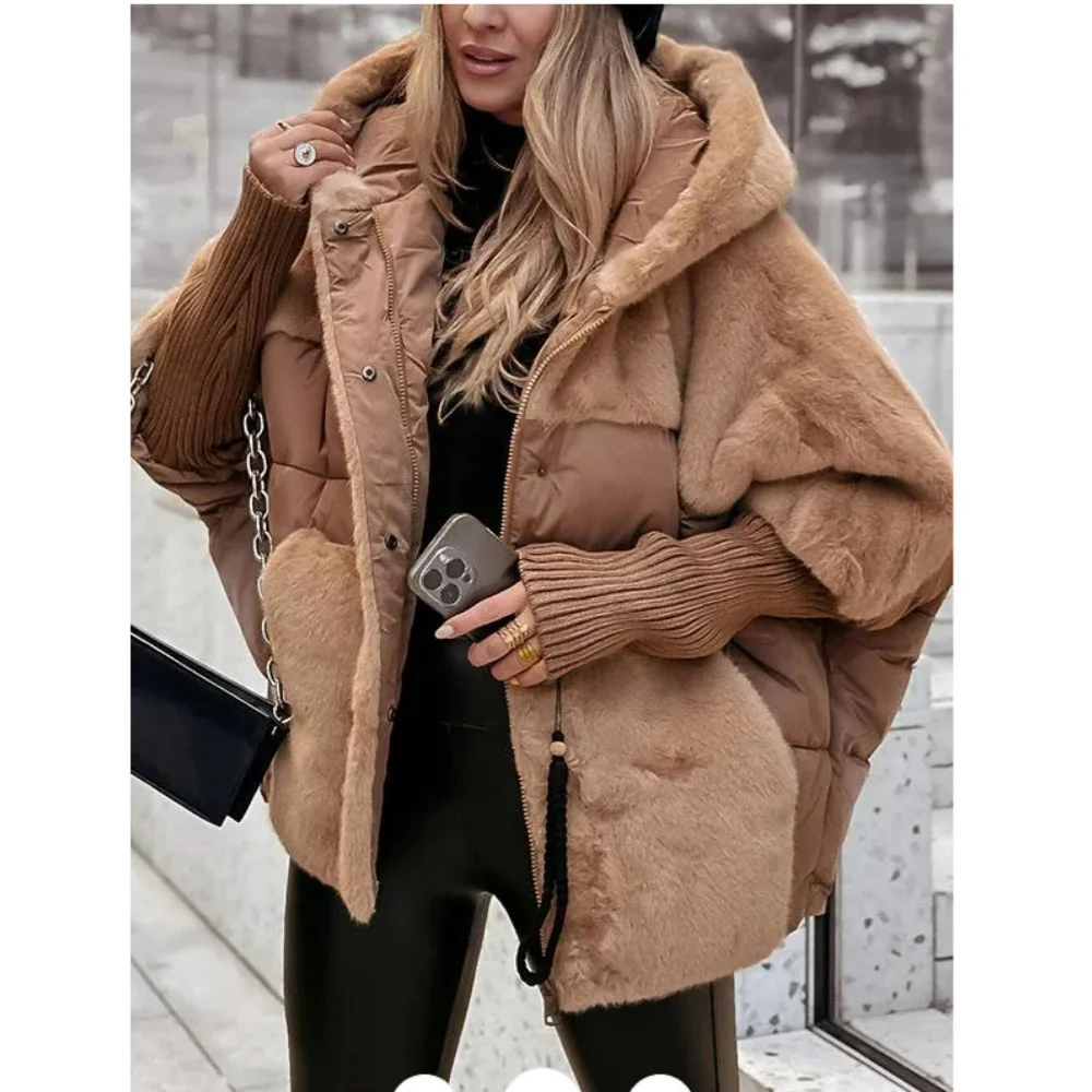 Women Hooded Long Sleeve Luxe Fur-Trim Puffer Jacket