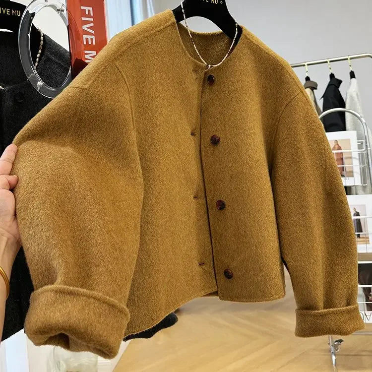 Autumn Wool-Blend Button Jacket