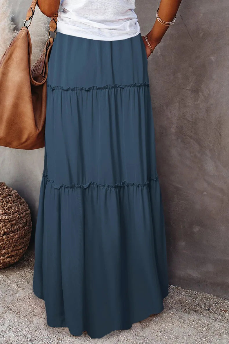 Midnight Flow Tiered Maxi Skirt
