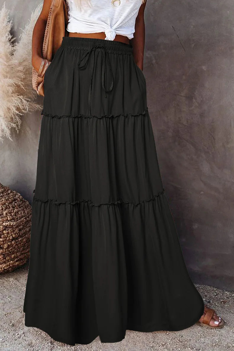 Midnight Flow Tiered Maxi Skirt