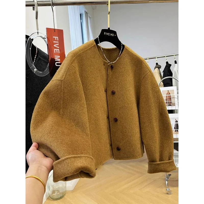 Autumn Wool-Blend Button Jacket