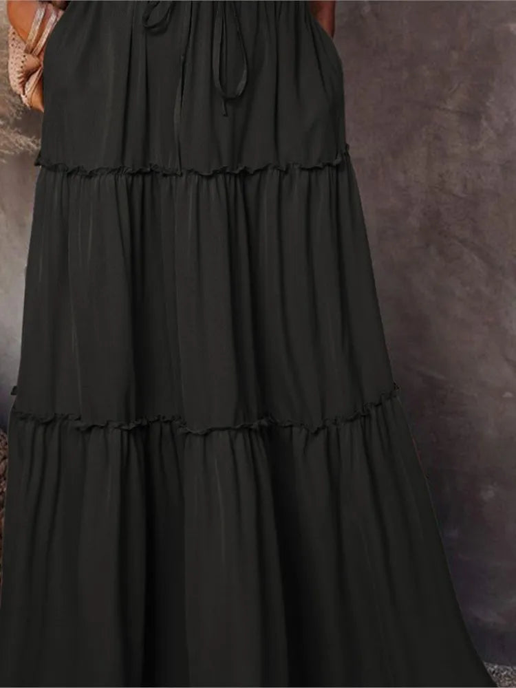 Midnight Flow Tiered Maxi Skirt