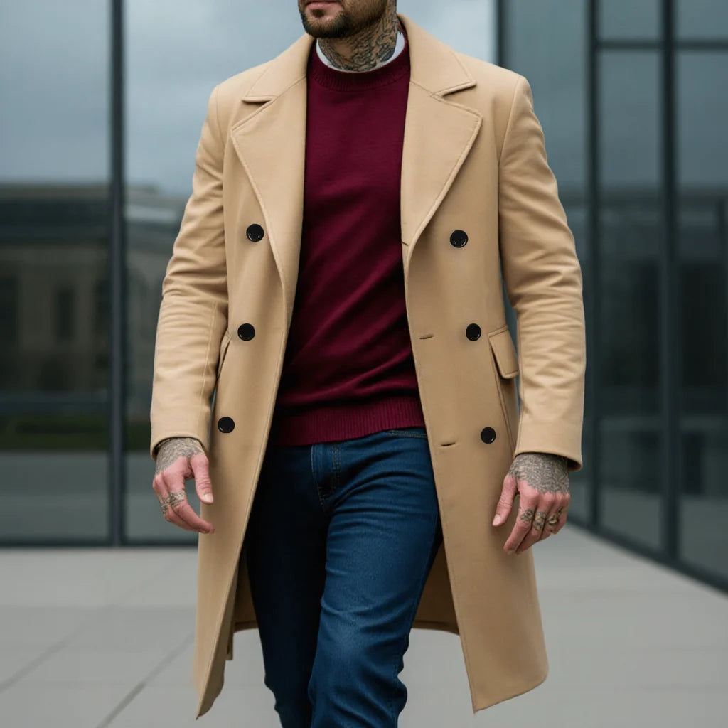 Double-Breasted Regent Wool Blend Overcoat